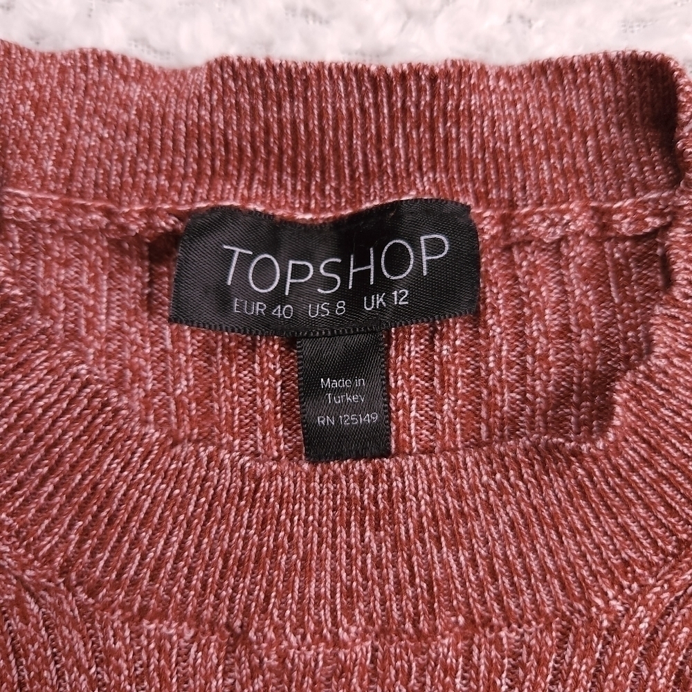 Topshop sz 8 Bodycon Ribbed Ruffle Cuff Sweater - Picture 5 of 6